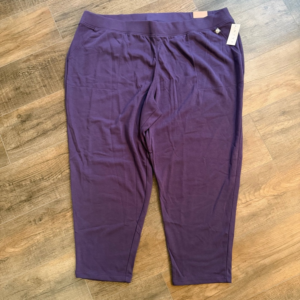 NWT Livi‎ Lane Bryant Women's 26/28 Joggers Purple Pockets Soft Solid Activewear